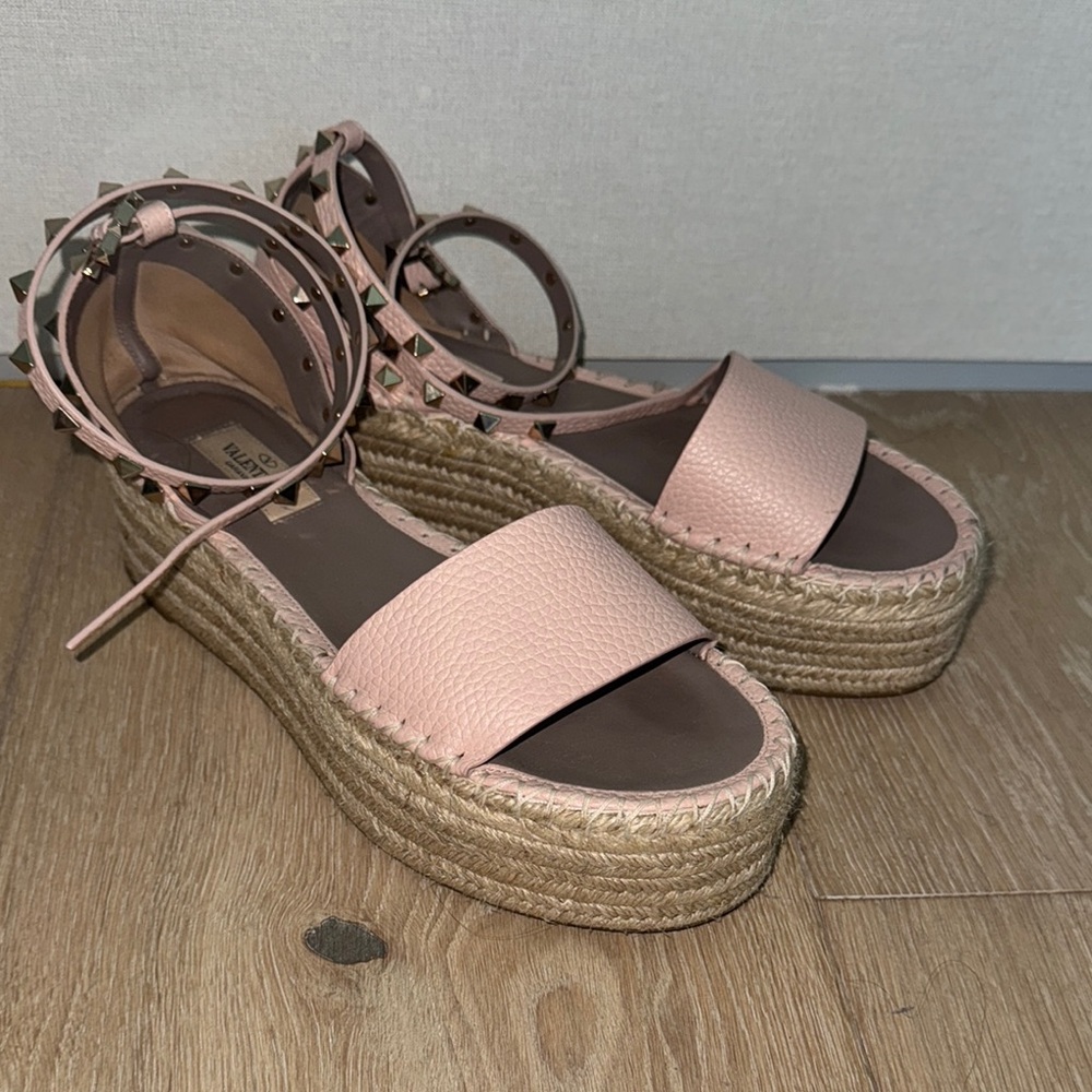 Valentino Pink Espadrilles with Platform Sole and Ankle Strap